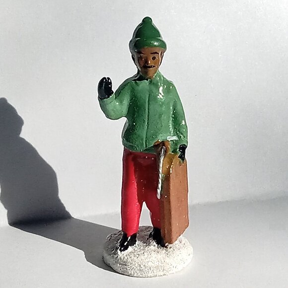 🎯 10 for $12 / Small Christmas Village Person holding Sled Figure - Picture 7 of 7